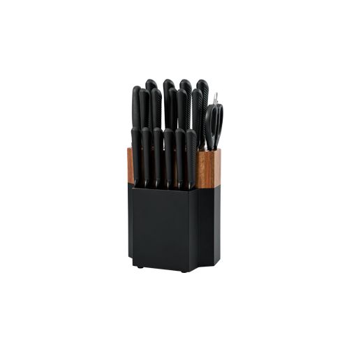 Wholesale 18pc Kitchen Knife Block Set Black Blade - Boyle