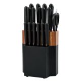 18pc Kitchen Knife Block Set Black Blade