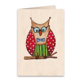 Wooden Greeting Card 11x16cm - Owlet