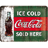 Nostalgic-Art Small Sign Coca-Cola - Vintage Evergreen - Ice Cold Bottle 15x20cm