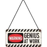 Nostalgic-Art Hanging Sign Genius at work 10x20cm