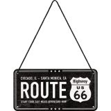 Nostalgic-Art Hanging Sign Route 66 Black 10x20cm