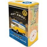 Nostalgic-Art Clip Top Tin VW Bulli - Let's get Away! 7.5x11x17.5cm
