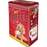 Nostalgic-Art Clip Top Tin Hot Coffee Now 7.5x11x17.5cm