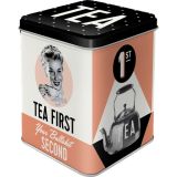 Nostalgic-Art Tea Storage Tin Tea First 7.5x7.5x9.5cm