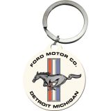 Nostalgic-Art Keyring Round Ford Mustang - Horse and Stripes Logo