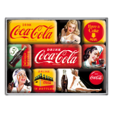 Nostalgic-Art 9pc Magnet Set Coca Cola Yellow/Red