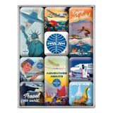 Nostalgic-Art 9pc Magnet Set Pan Am Travel The World Posters