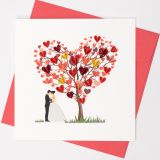Quilled Greeting Card Wedding - Heart Tree 15x15cm