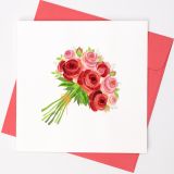 Quilled Greeting Card Bouquet of Roses 15x15cm