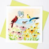 Quilled Greeting Card Bird Bath 15x15cm