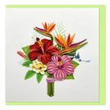 Quilled Greeting Card Tropical Flower Bunch 15x15cm