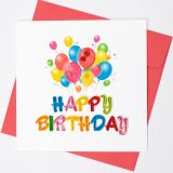 Quilled Greeting Card Happy Birthday Balloons 15x15cm