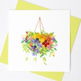 Quilled Greeting Card Hanging Flower Basket 15x15cm