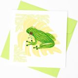 Quilled Greeting Card Green Tree Frog 15x15cm