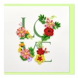 Quilled Greeting Card LOVE with Flowers 15x15cm