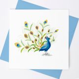 Quilled Greeting Card Peacock Plumage 15x15cm