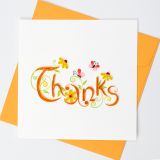 Quilled Greeting Card Thanks 15x15cm