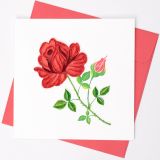 Quilled Greeting Card Red Rose 15x15cm