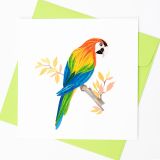 Quilled Greeting Card Parrot 15x15cm