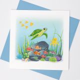 Quilled Greeting Card Sea Turtle and Fish 15x15cm