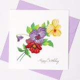 Quilled Greeting Card Happy Birthday Flowers 15x15cm