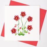 Quilled Greeting Card Red Flowers 15x15cm
