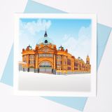 Quilled Greeting Card Flinders Street Station - Melbourne 15x15cm