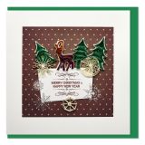 Quilled Greeting Card Christmas Trees and Reindeer 15x15cm