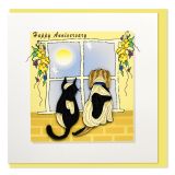 Quilled Greeting Card Happy Anniversary Cat and Dog 15x15cm