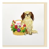 Quilled Greeting Card Puppy Dog with Flower Basket 15x15cm