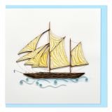 Quilled Greeting Card Sailing Ship 15x15cm