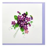 Quilled Greeting Card Violet Flower Bunch 15x15cm