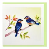 Quilled Greeting Card Two Birds In A Tree 15x15cm