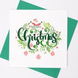 Quilled Greeting Card Green Merry Christmas with Santa 15x15cm