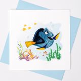 Quilled Greeting Card Blue Fish 15x15cm