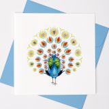 Quilled Greeting Card Peacock Fan 15x15cm