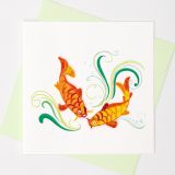 Quilled Greeting Card Golden Koi 15x15cm