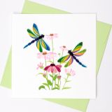Quilled Greeting Card Two Dragonflies 15x15cm