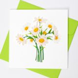 Quilled Greeting Card White Daisies 15x15cm