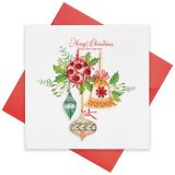 Quilled Greeting Card Christmas Baubles 15x15cm