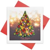 Quilled Greeting Card Christmas Tree with Lights 15x15cm