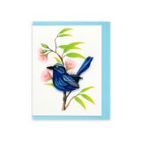 Quilled Mini Greeting Card Blue Wren 8.5x6.4cm