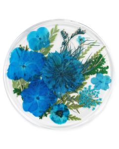 Resin Coaster Real Flower Meadow Blue 10cm