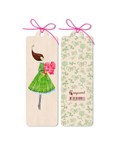 Wooden Bookmark 4.5x14cm - Flowers