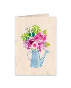 Wooden Greeting Card 11x16cm - Watering Can