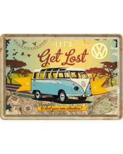 Nostalgic-Art Metal Postcard Volkswagen Bulli Let's Get Lost 10x14cm