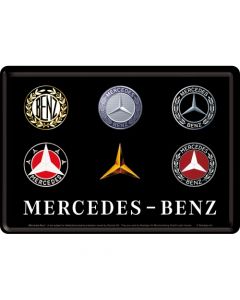 Nostalgic-Art Metal Postcard Mercedes-Benz Logo Evolution 10x14cm