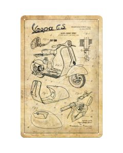 Nostalgic-Art Medium Sign Vespa - Parts Sketches 20x30cm