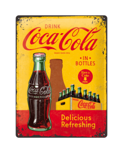 Nostalgic-Art Large Sign Coca-Cola - 1960 red/yellow - Logo Refreshing 30x40cm